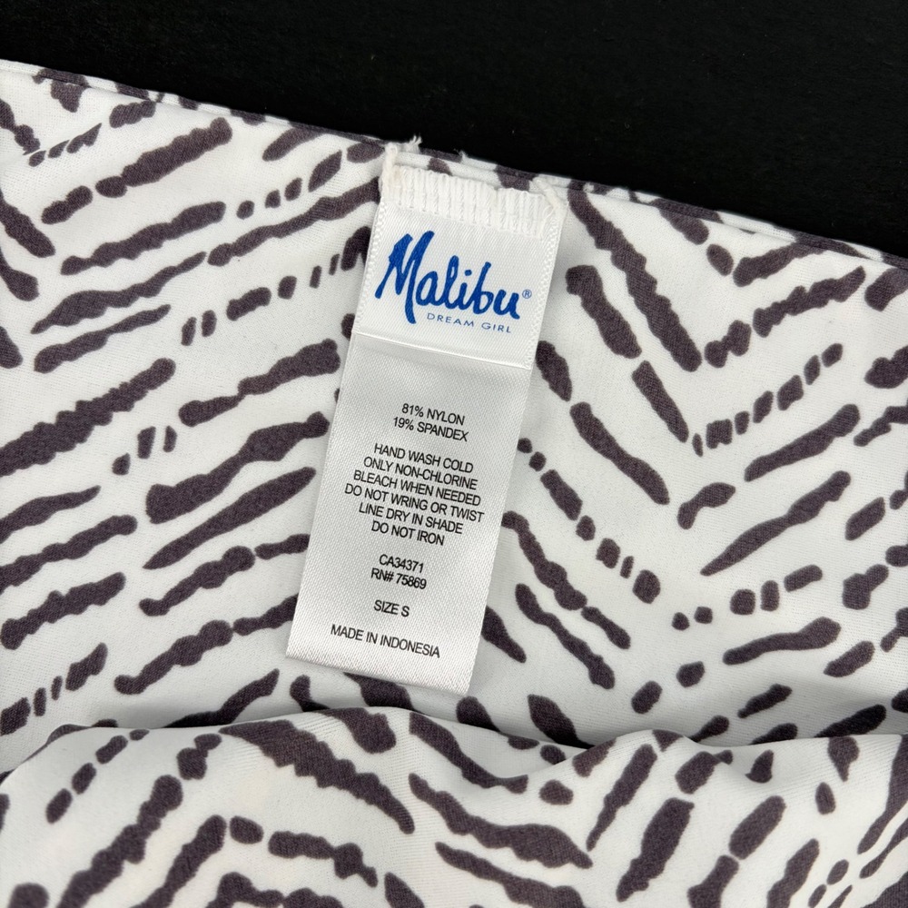 Malibu Dream Girl Bikini Bottom SMALL Grey White Reversible Chevron Abstract - Picture 4 of 6